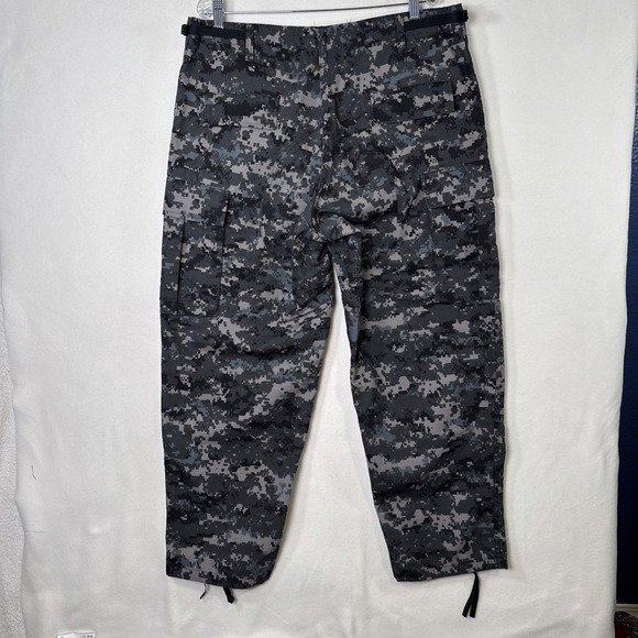 Tru Spec Black Camo Cargo Pants Adjustable Waist Draw String Ankles L Short - Picture 2 of 10
